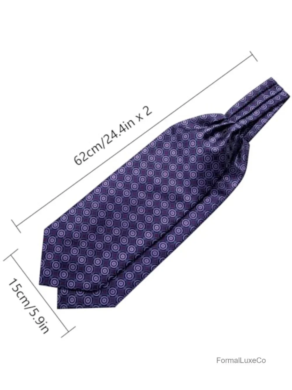Men's Silk Ascot Tie Set with Pocket Square and Lapel Pin